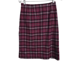 J.G. Hook  Pencil Skirt Red Black Plaid Tartan Clueless Preppy Tailored Wool 4